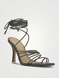 Luisa Leather Ankle-Tie Sandals