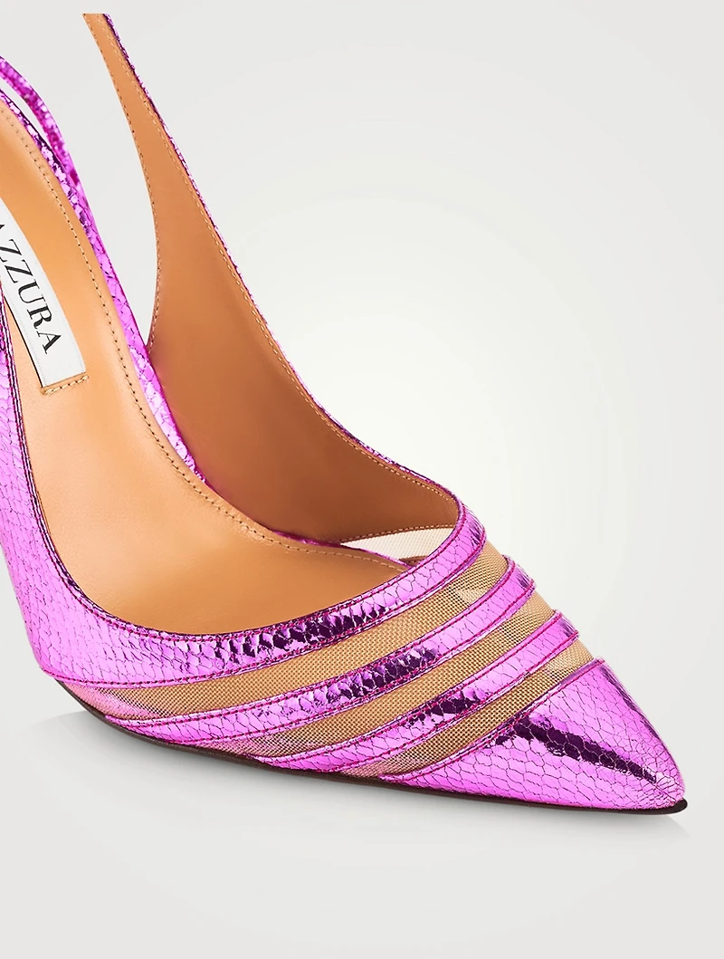 Unfaithful Metallic Leather Ankle-Tie Pumps