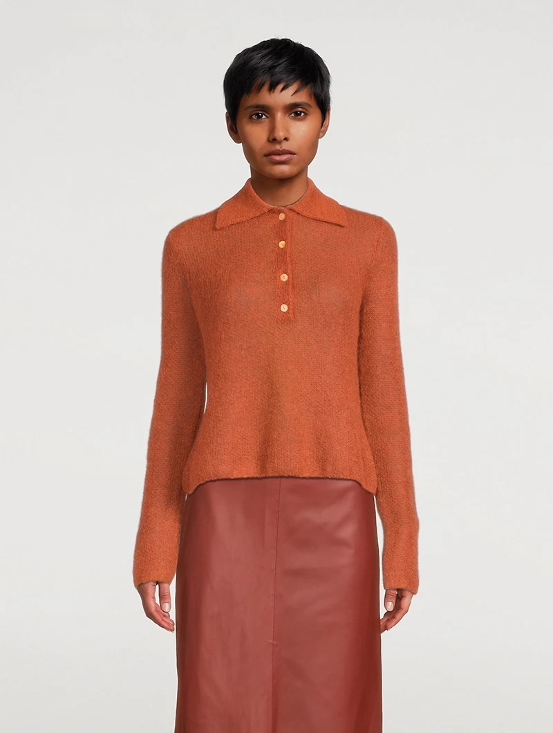 Brushed Polo Sweater