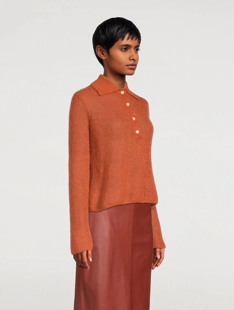 Brushed Polo Sweater