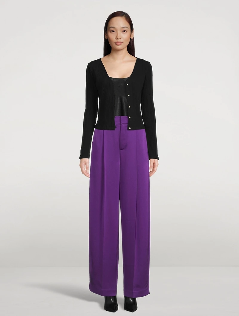 Wide-Leg Satin Trousers