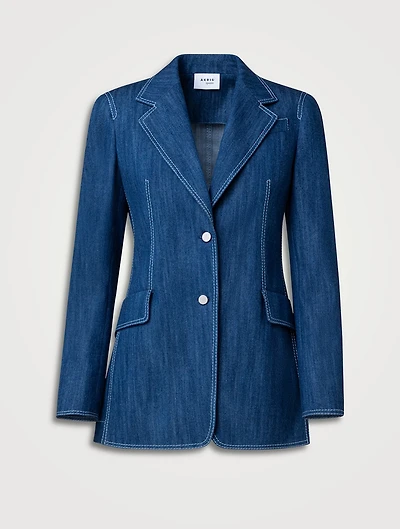 Washed Stretch-Denim Blazer