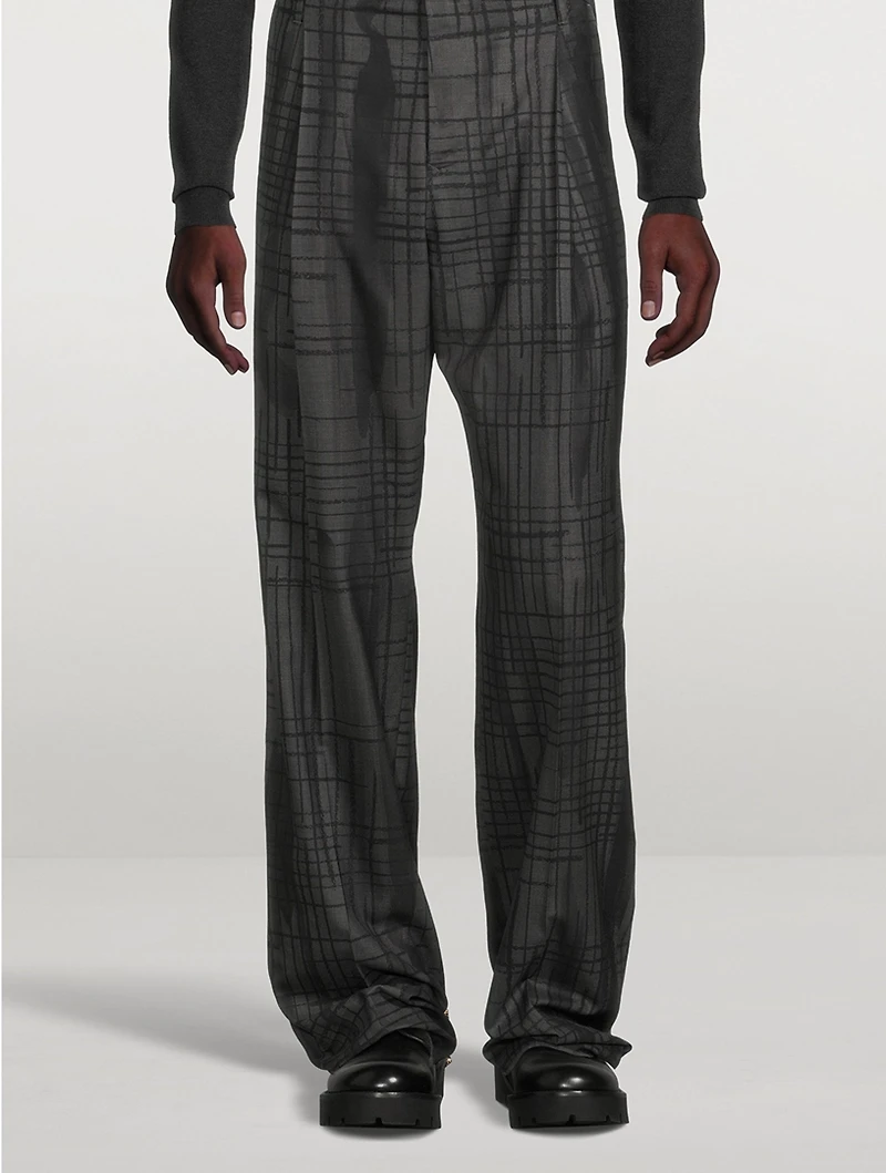 Wool Pinstriped Pants