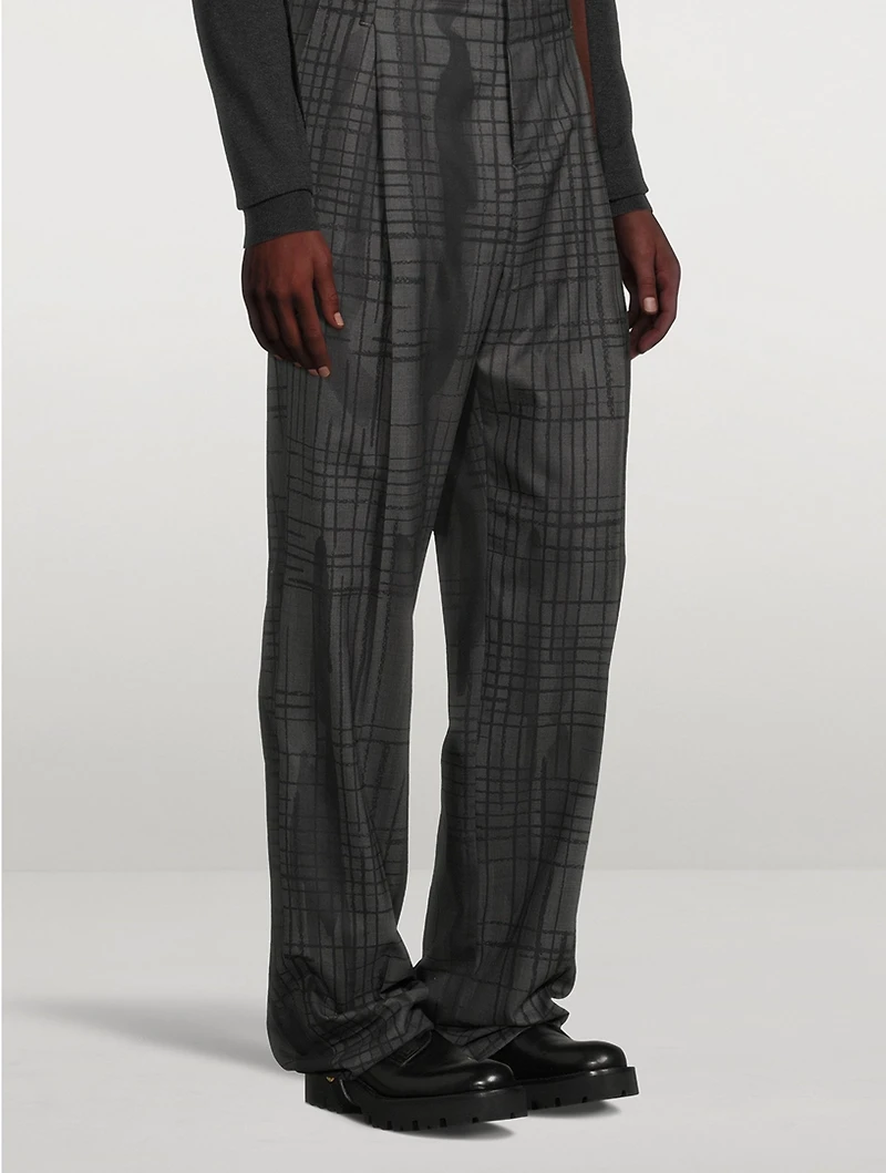 Wool Pinstriped Pants