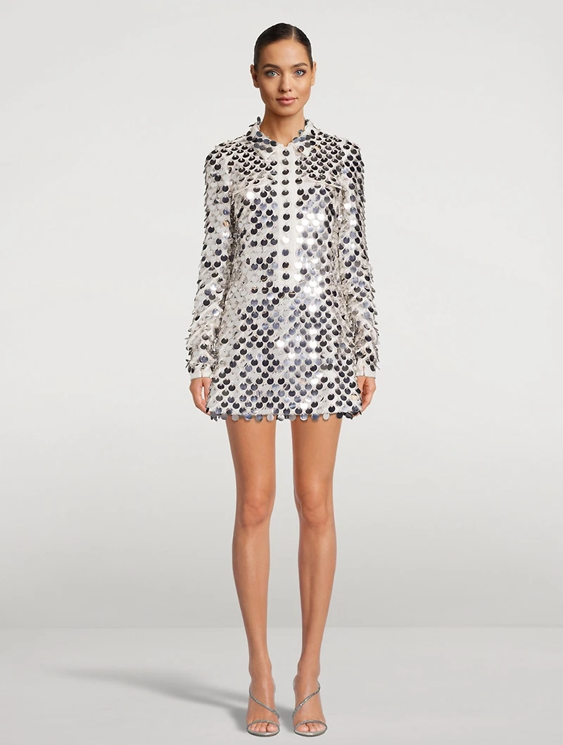 Sequin-Embroidered Shirt Dress