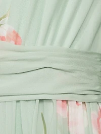 Silk Georgette Gown Winter Rose Print