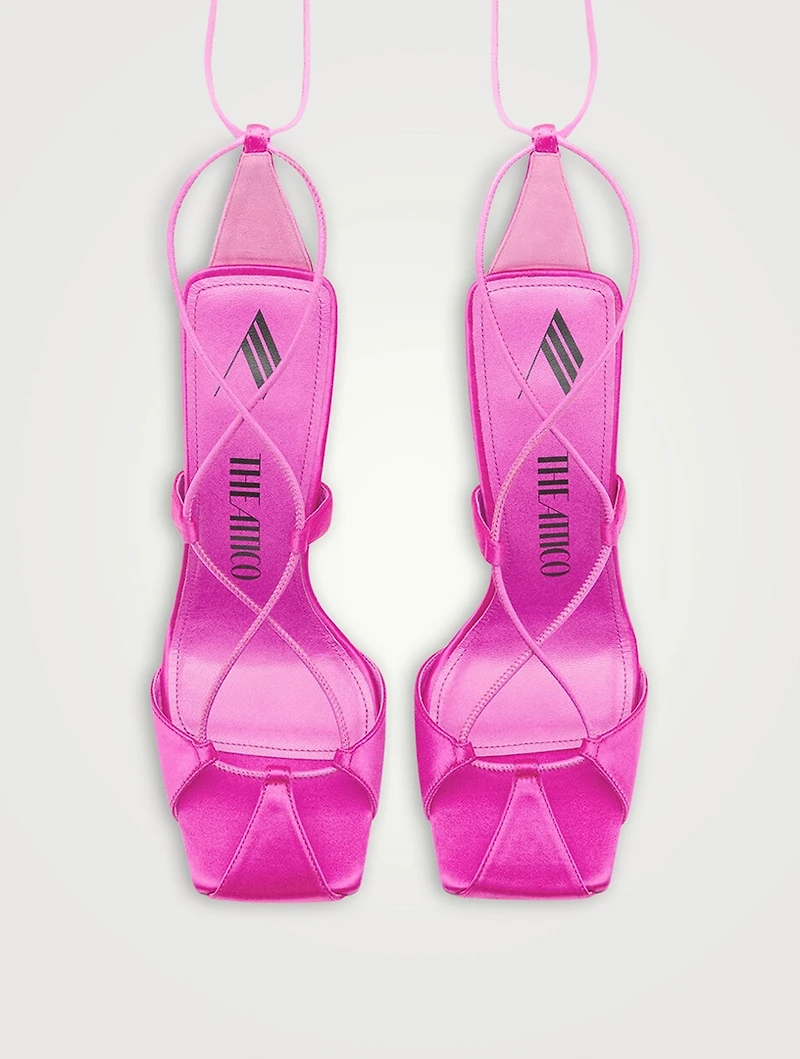 Adele Satin Sandals With Ankle Ties