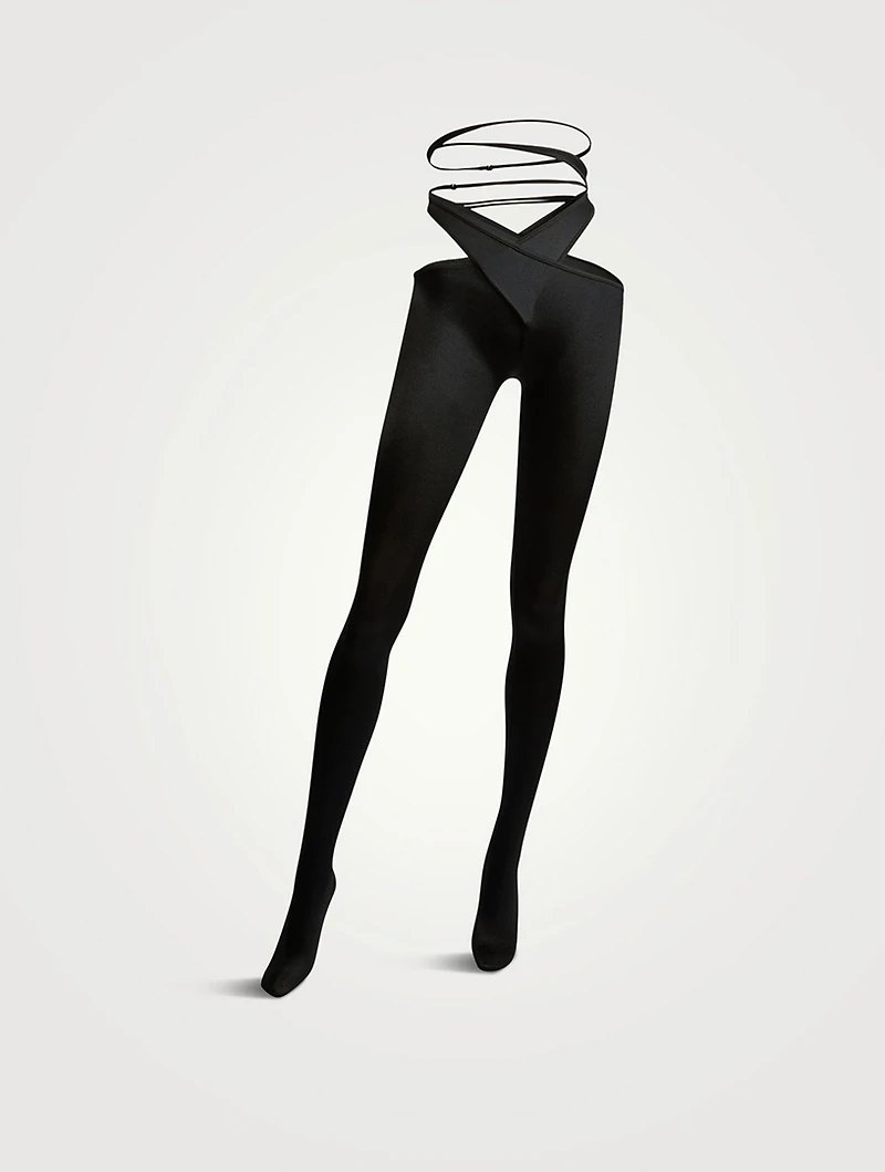 Cut Out Lace Up Tights