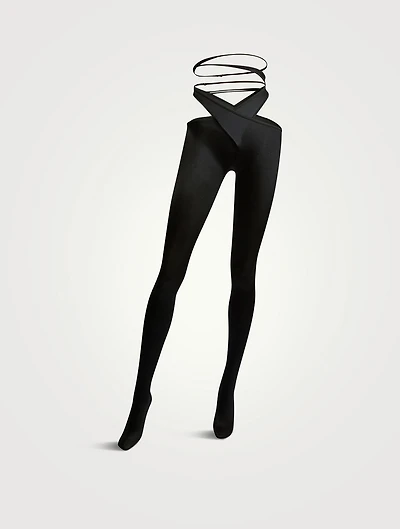 Cut Out Lace Up Tights