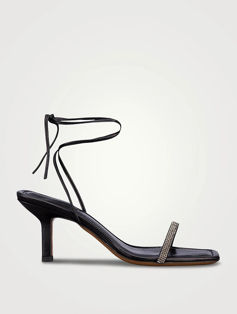 Le Ozzie Crystal-Embellished Leather Ankle-Tie Sandals