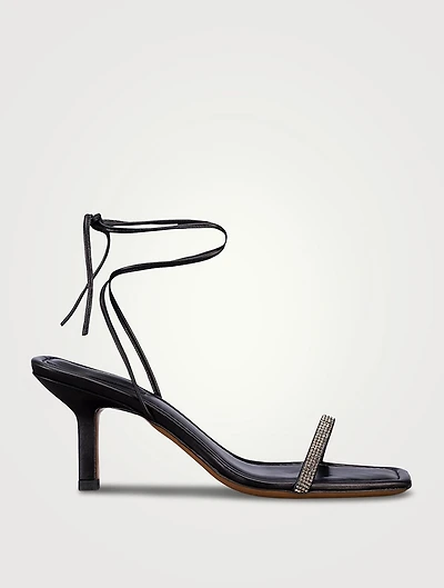 Le Ozzie Crystal-Embellished Leather Ankle-Tie Sandals