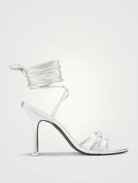 Leandra Metallic Leather Ankle-Wrap Sandals