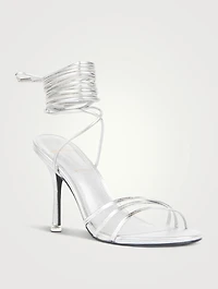 Leandra Metallic Leather Ankle-Wrap Sandals