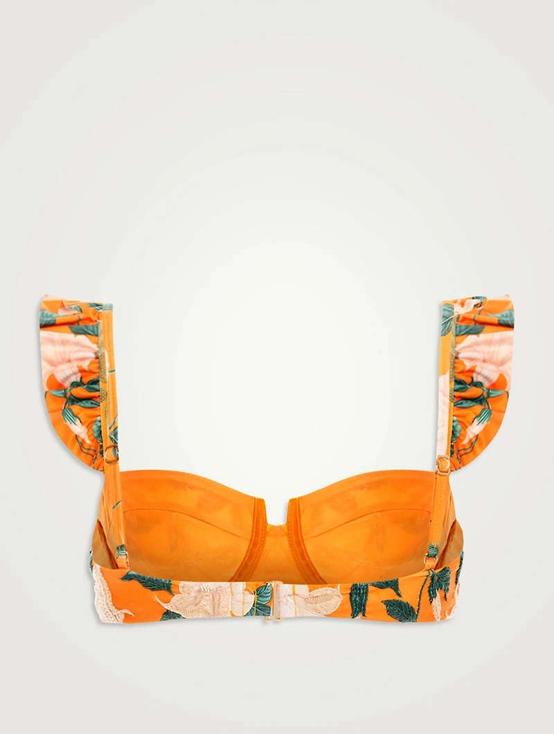 Kiwi Ruffle Balconette Bra Swim Top Floral Print