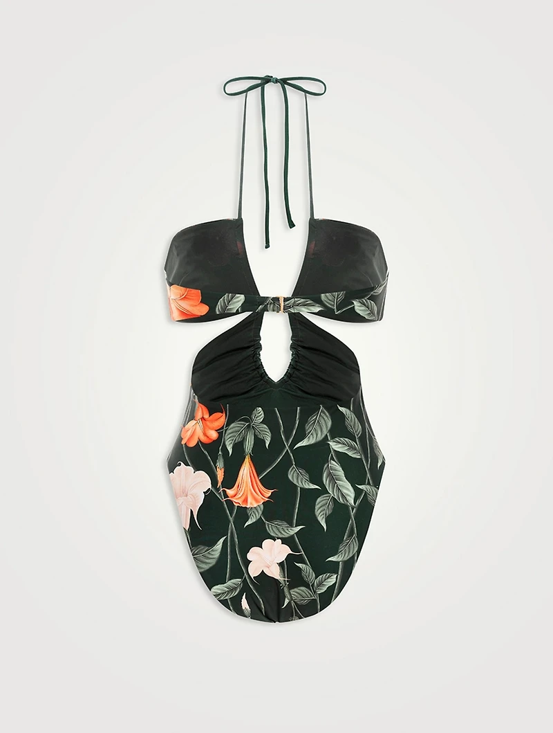Mejorana Cut-Out One-Piece Swimsuit Floral Print