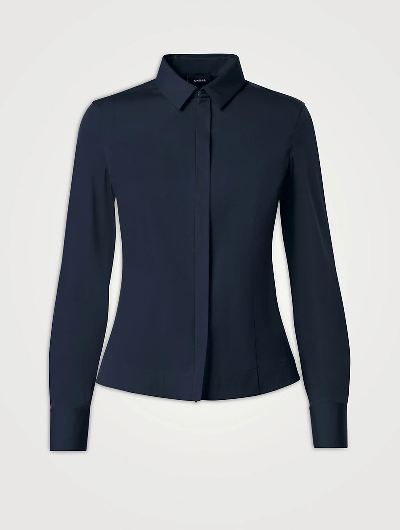Zip-Front Poplin Shirt