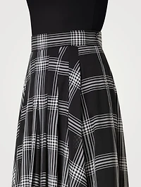 Silk Organza Midi Skirt Check Print
