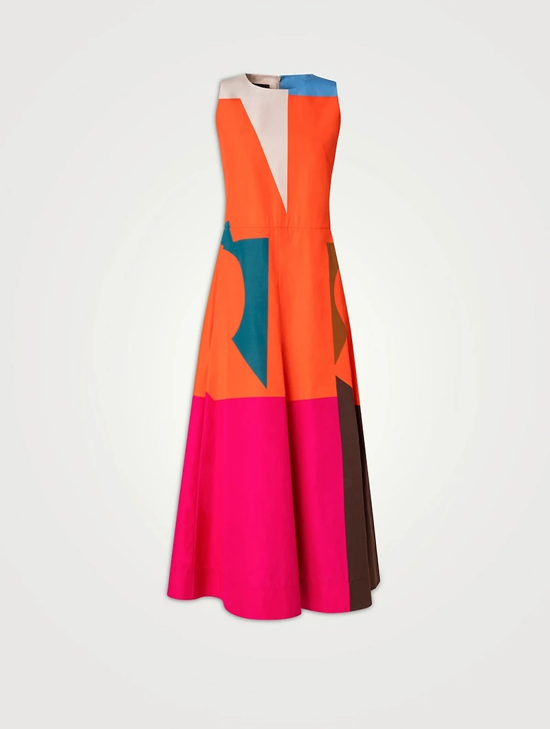 Poplin Midi Dress Composed Letters Print