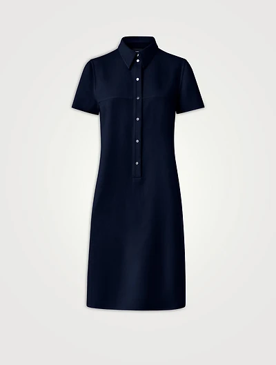 Cotton Silk Stretch Double-Face Polo Dress