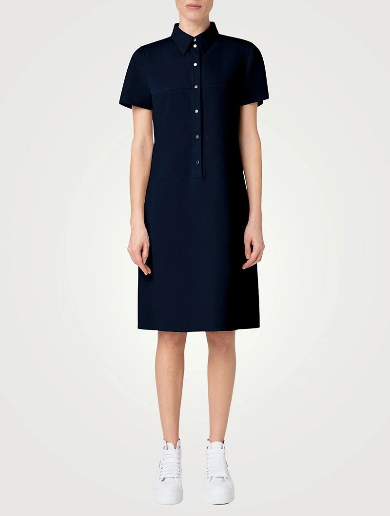 Cotton Silk Stretch Double-Face Polo Dress