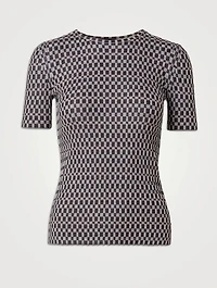 Check Jacquard Silk Sweater
