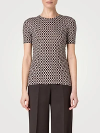 Check Jacquard Silk Sweater