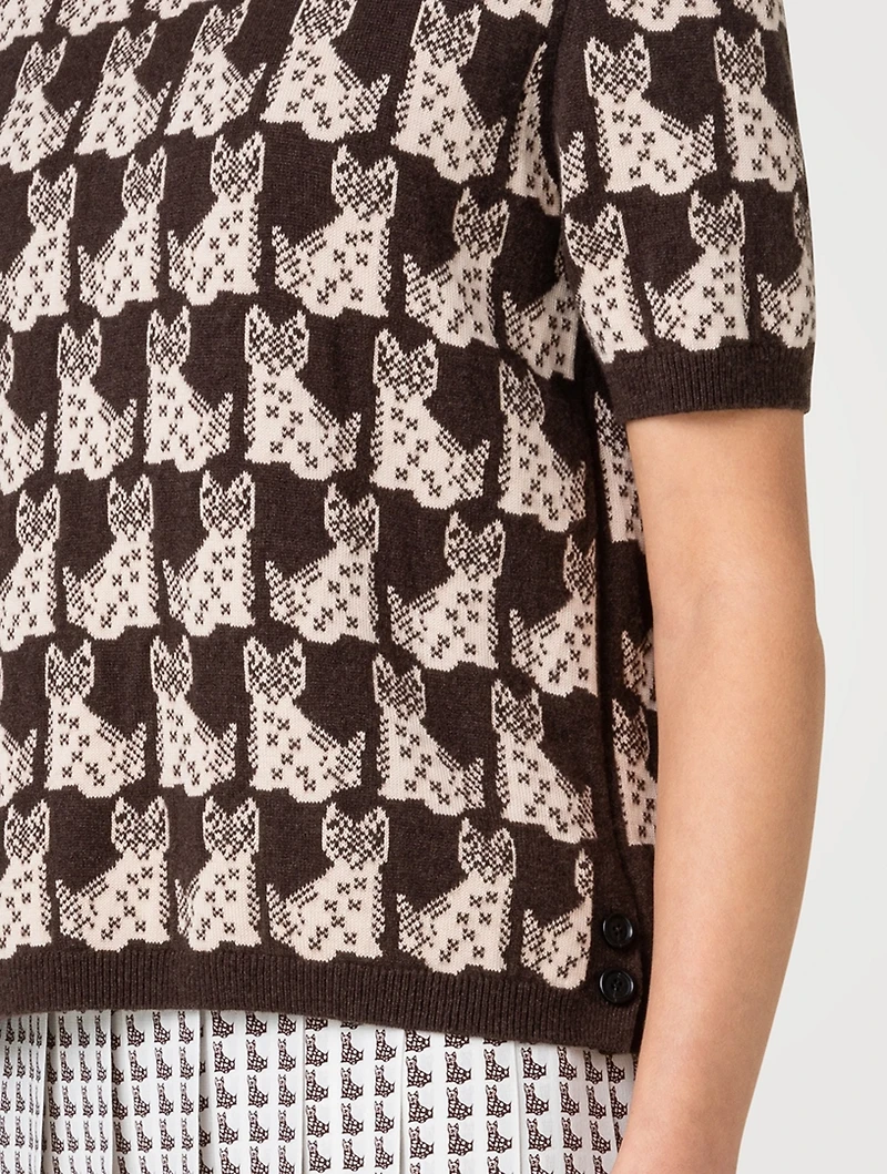 Emma Jacquard Short-Sleeve Sweater