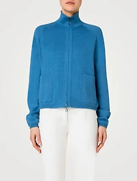 Reversible Wool Silk Stretch Double-Face Cardigan