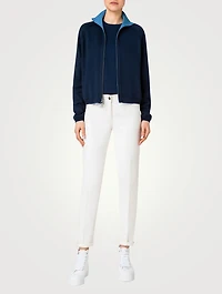 Reversible Wool Silk Stretch Double-Face Cardigan