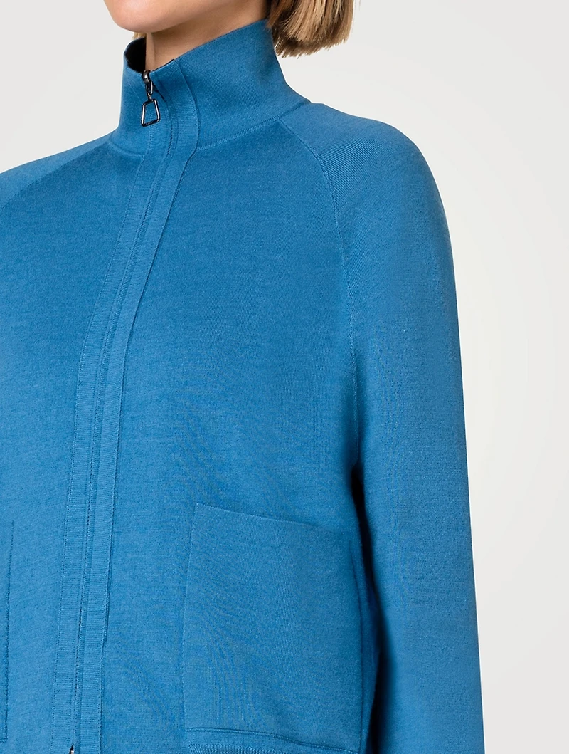 Reversible Wool Silk Stretch Double-Face Cardigan