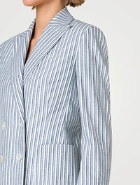 Pina Double-Breasted Wool Blazer Stripe Print