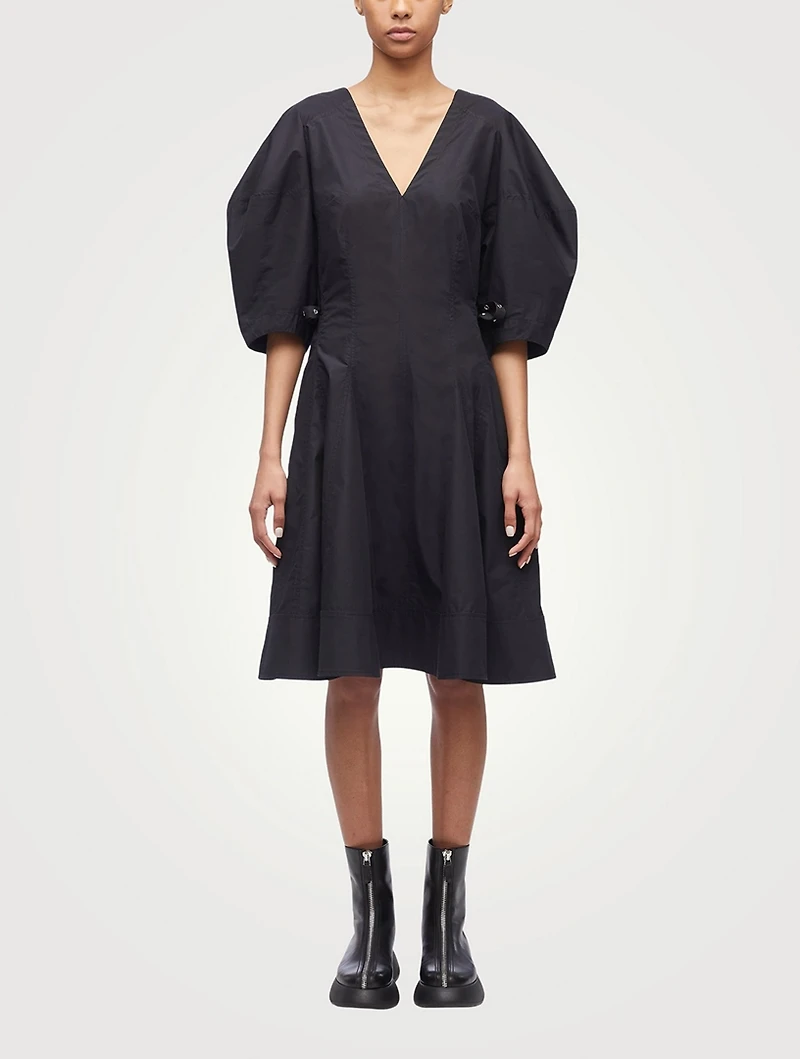 Puff-Sleeve Midi Dress