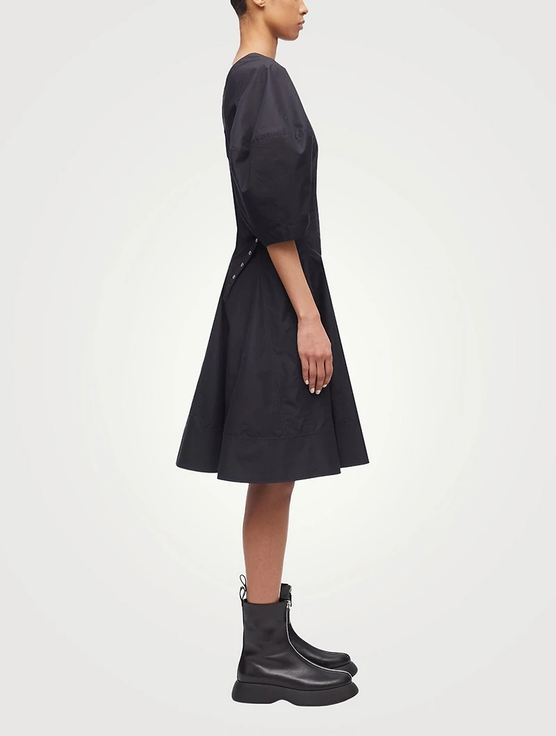 Puff-Sleeve Midi Dress