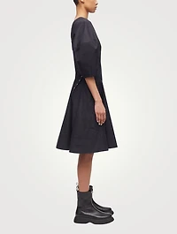 Puff-Sleeve Midi Dress