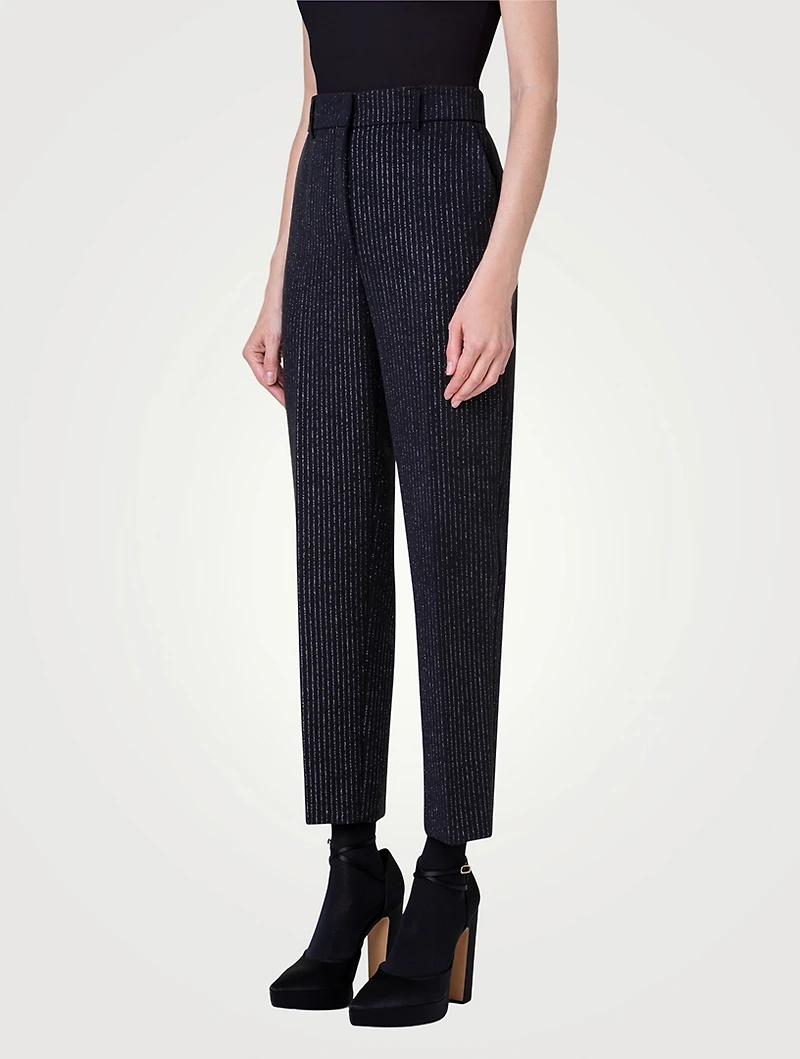 Feryn Tapered Trousers Metallic Pinstripe Print