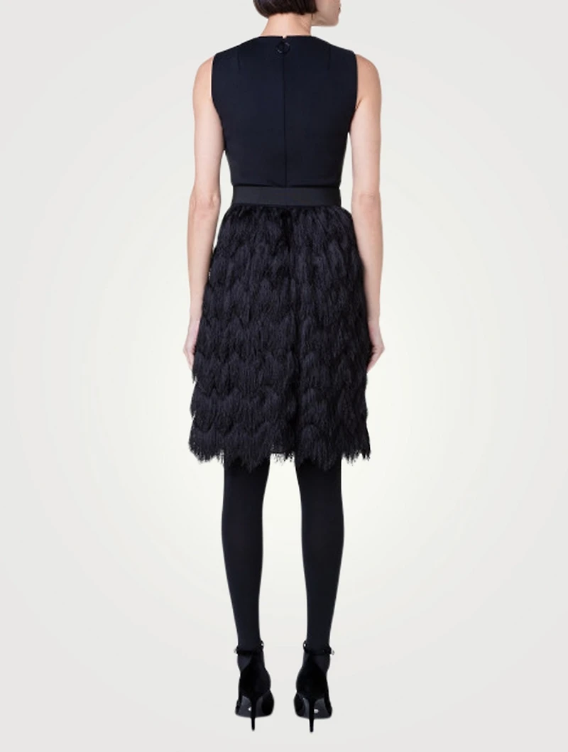 Fringe-Trimmed Belted Dress
