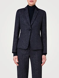 Single-Breasted Blazer Metallic Pinstripe Print
