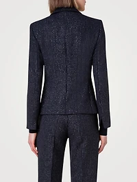 Single-Breasted Blazer Metallic Pinstripe Print