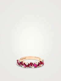 18K Rose Gold Frenzy Ruby And Diamond Half Band Ring
