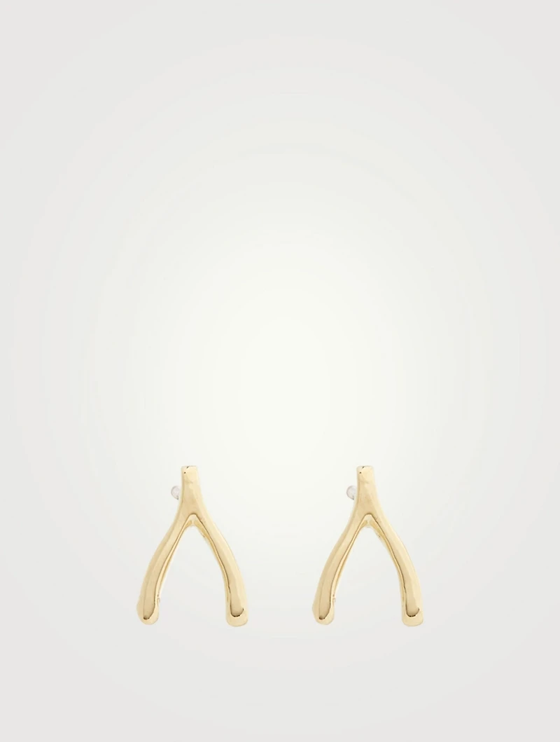 Gold Wishbone Stud Earrings