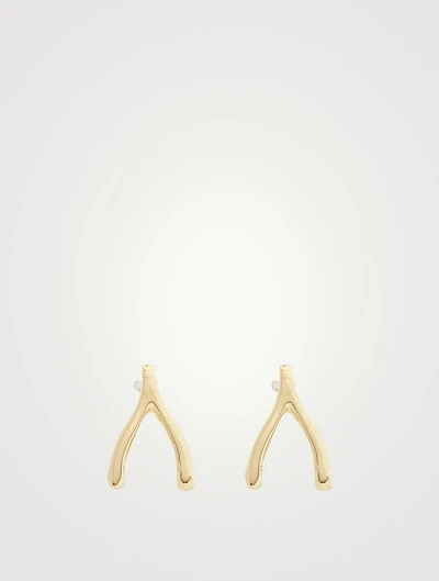 Gold Wishbone Stud Earrings