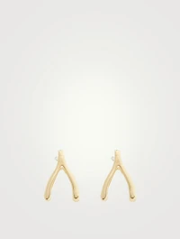 Gold Wishbone Stud Earrings