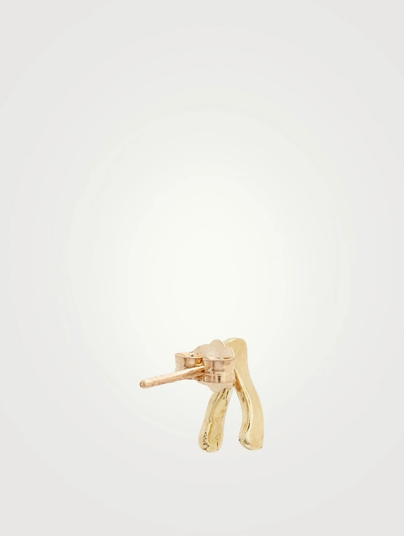 Gold Wishbone Stud Earrings