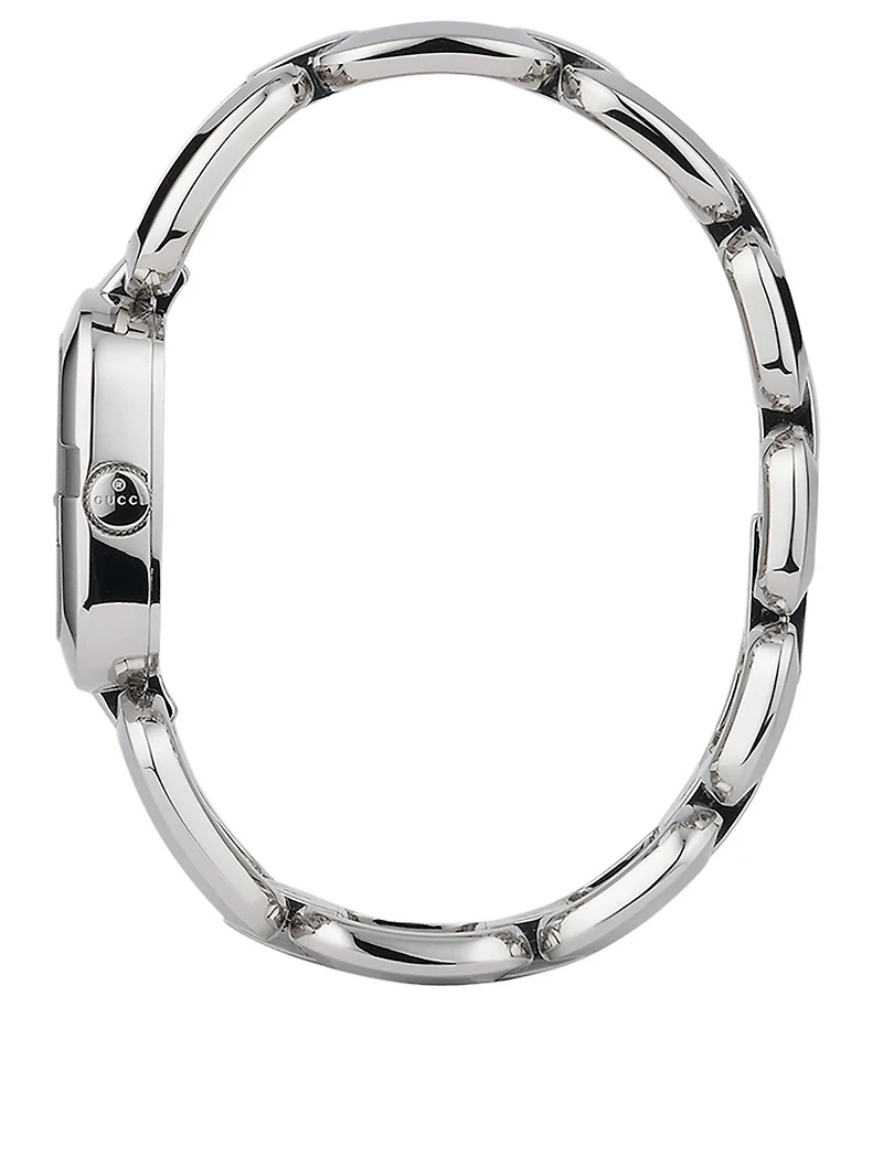 G-Gucci Stainless Steel Bracelet Watch With Diamonds