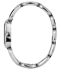 G-Gucci Stainless Steel Bracelet Watch With Diamonds