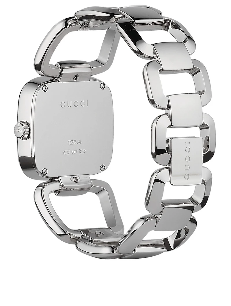 G-Gucci Stainless Steel Bracelet Watch With Diamonds