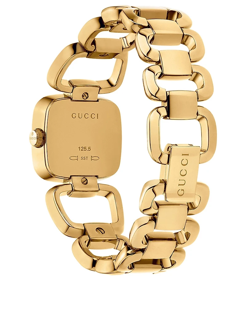 G-Gucci Goldtone Bracelet Watch With Diamonds