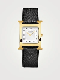 Heure H MM Leather Strap Watch