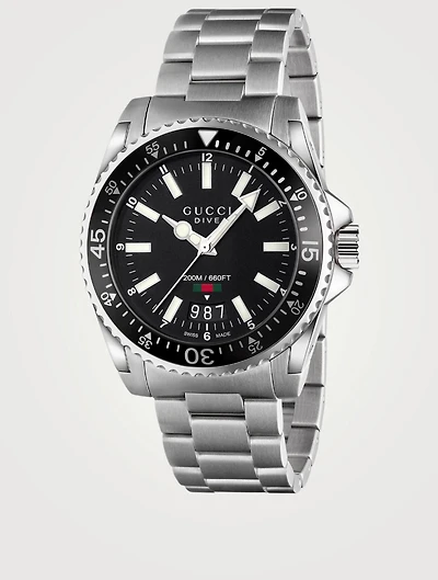 Large Gucci Dive Steel Bracelet Watch