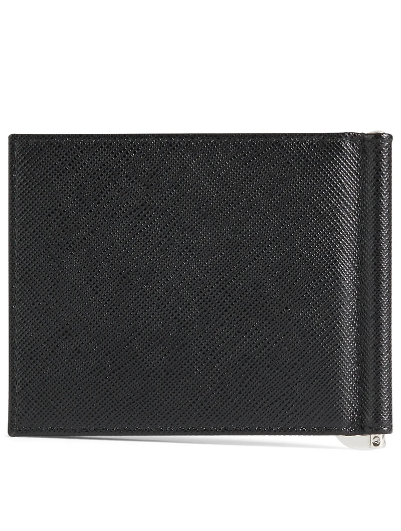 Saffiano Leather Wallet With Money Clip
